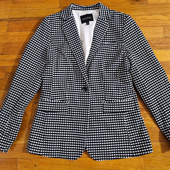 Banana Republic Black White Gingham Blazer Size 4 - Picture 3 of 8